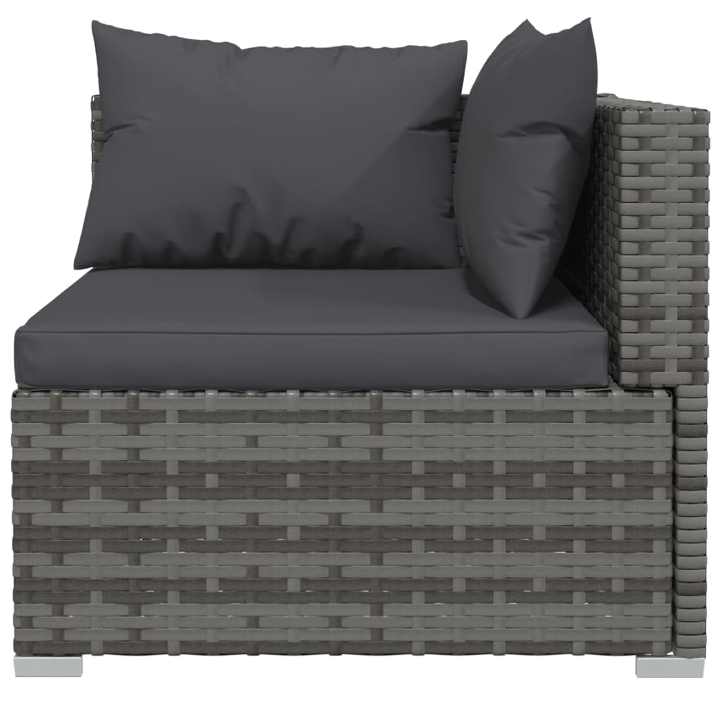 6-delige Loungeset met kussens poly rattan grijs – afbeelding 3