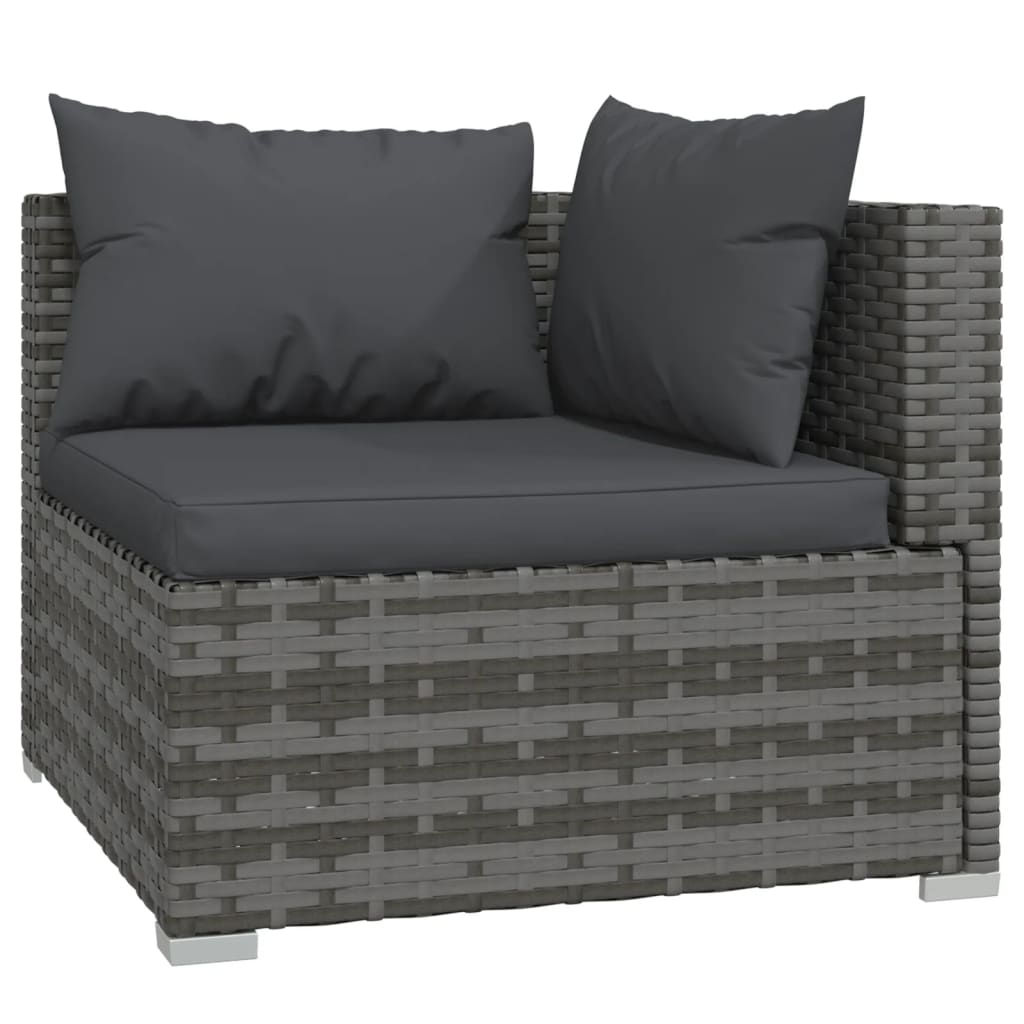 6-delige Loungeset met kussens poly rattan grijs – afbeelding 4
