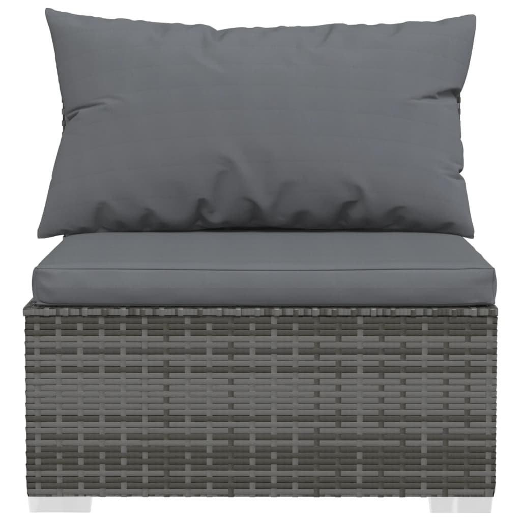 6-delige Loungeset met kussens poly rattan grijs – afbeelding 5