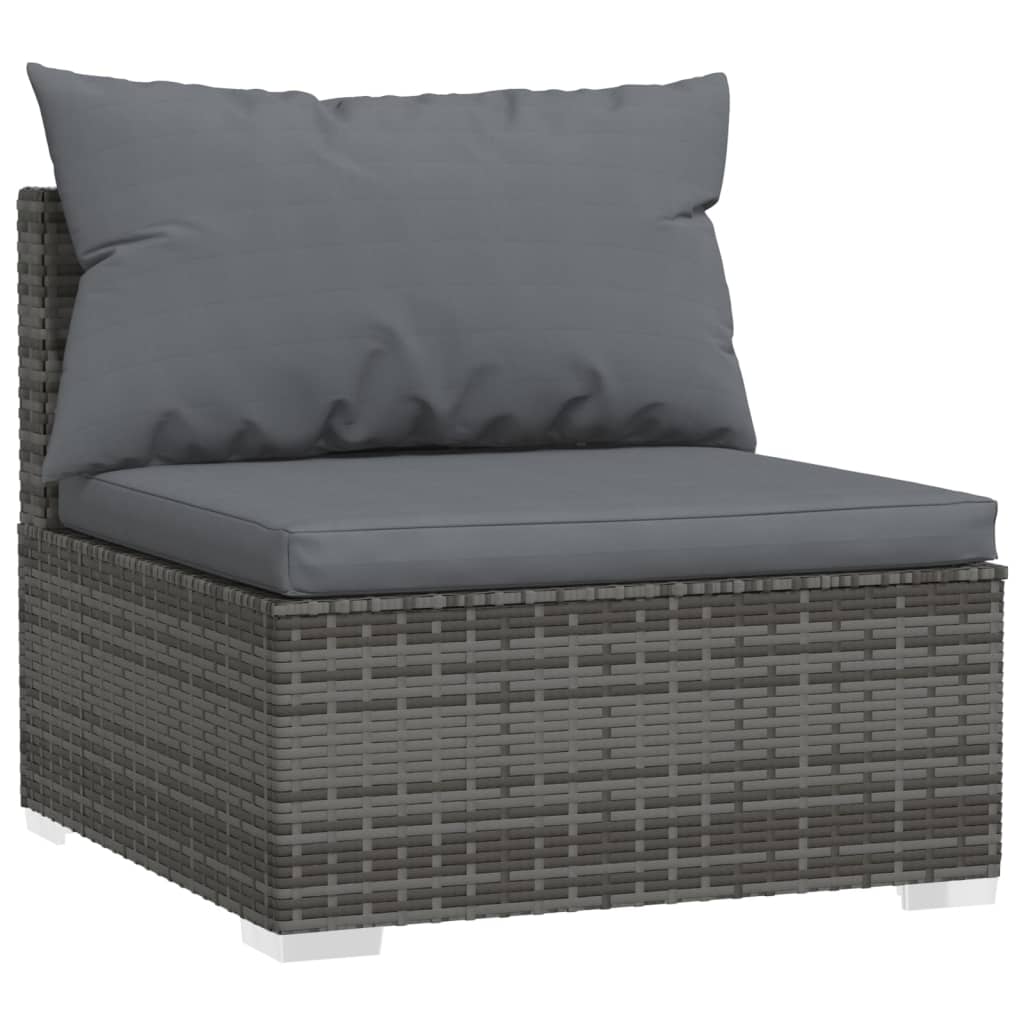 6-delige Loungeset met kussens poly rattan grijs – afbeelding 6
