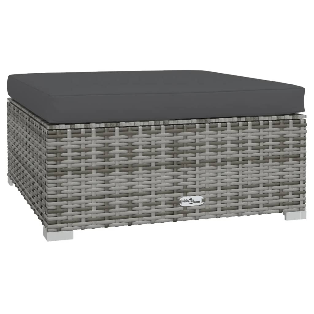 6-delige Loungeset met kussens poly rattan grijs – afbeelding 7