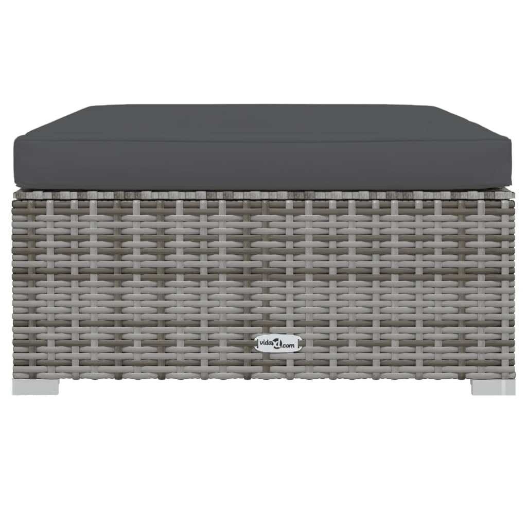 6-delige Loungeset met kussens poly rattan grijs – afbeelding 8
