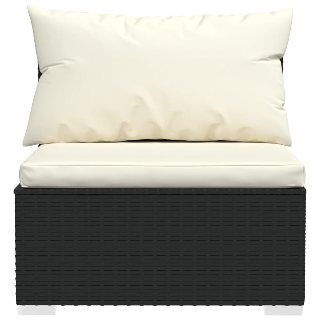 13-delige Loungeset met kussens poly rattan zwart – afbeelding 6