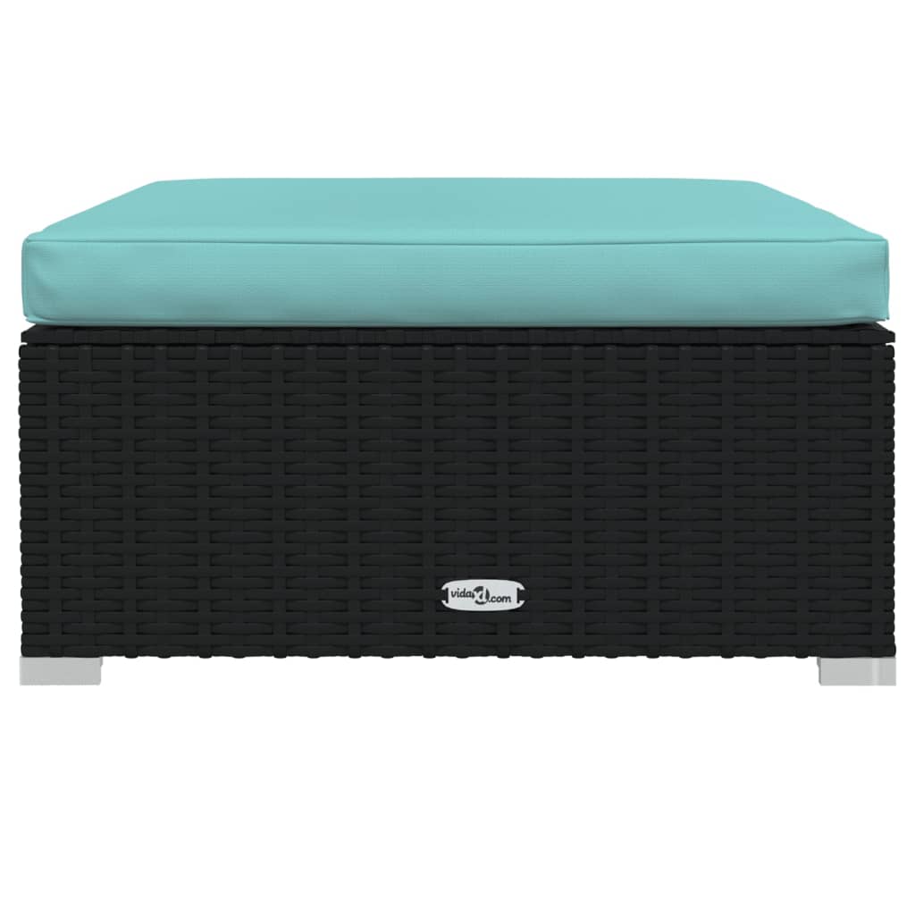13-delige Loungeset met kussens poly rattan zwart – afbeelding 8