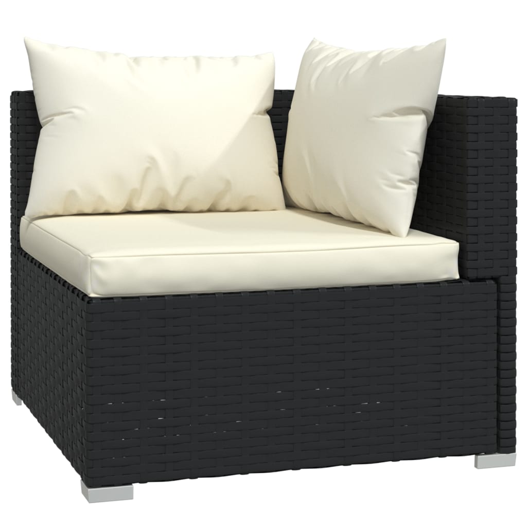 13-delige Loungeset met kussens poly rattan zwart – afbeelding 3