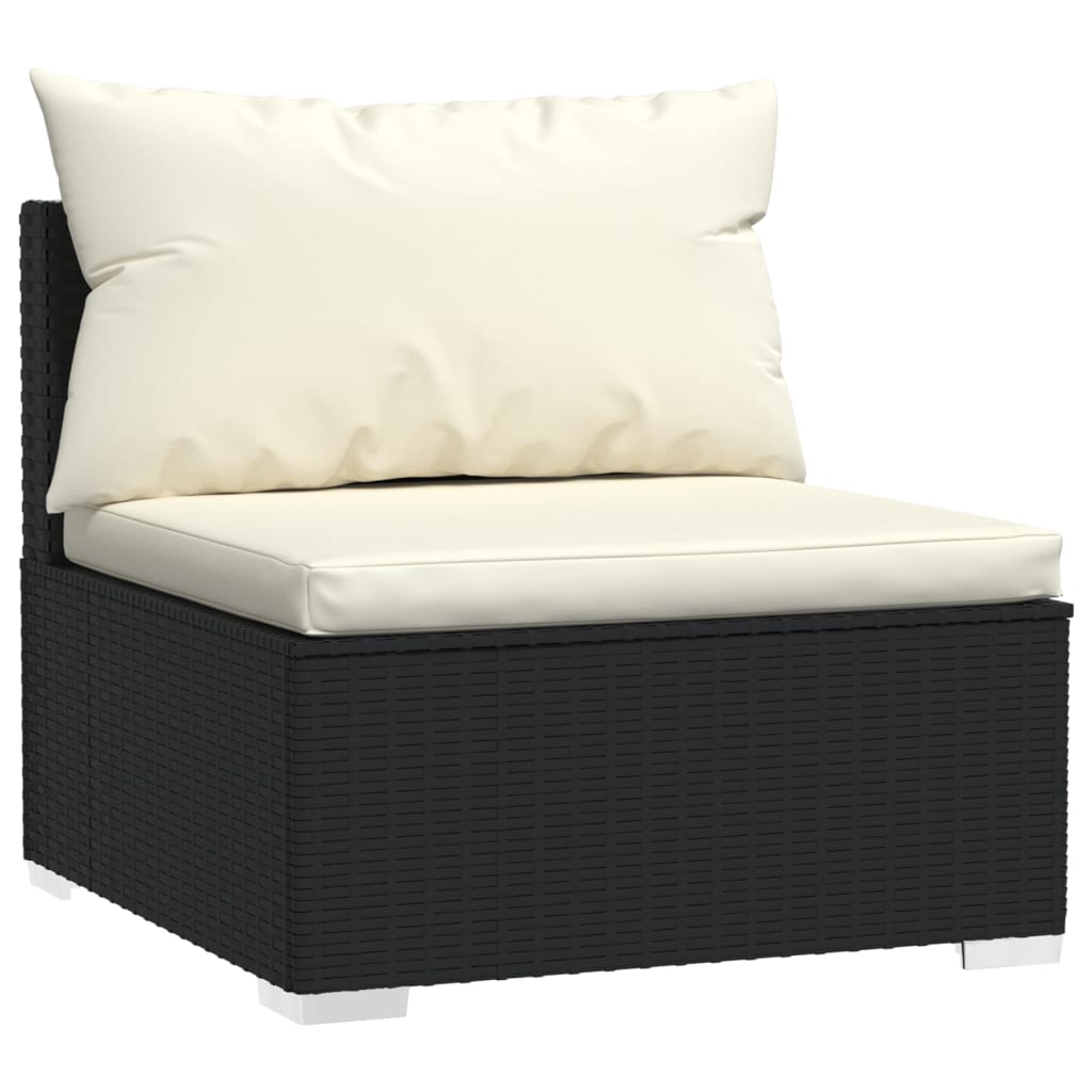 14-delige Loungeset met kussens poly rattan zwart – afbeelding 5