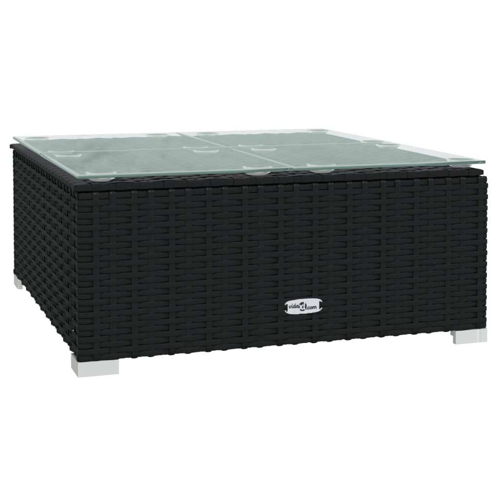 14-delige Loungeset met kussens poly rattan zwart – afbeelding 7