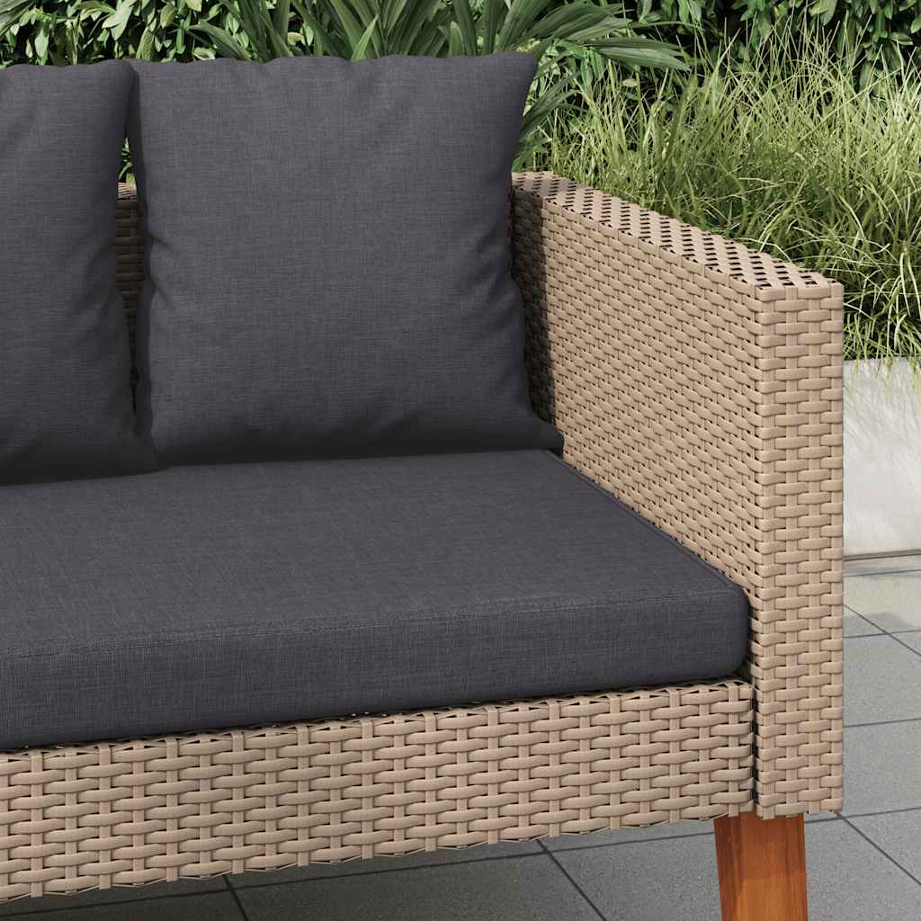 Tuinbank 2-zits met kussens poly rattan beige – afbeelding 3