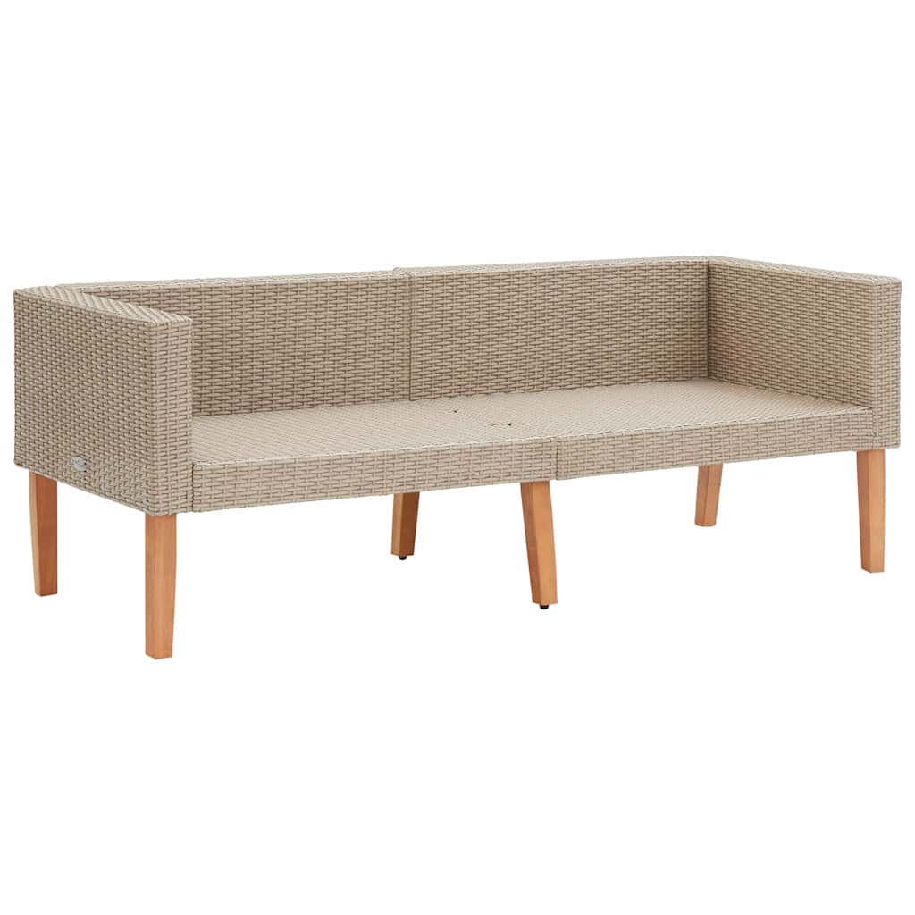 Tuinbank 2-zits met kussens poly rattan beige – afbeelding 4