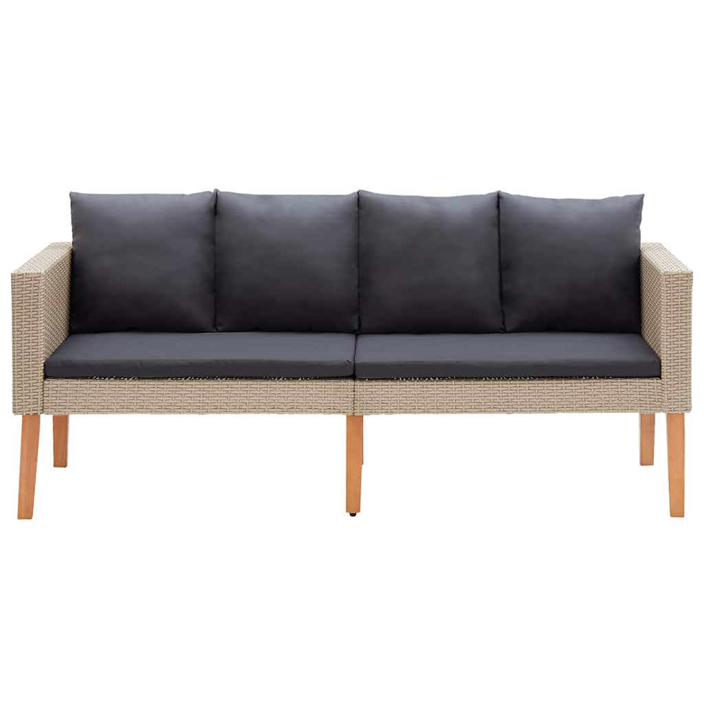 Tuinbank 2-zits met kussens poly rattan beige – afbeelding 5