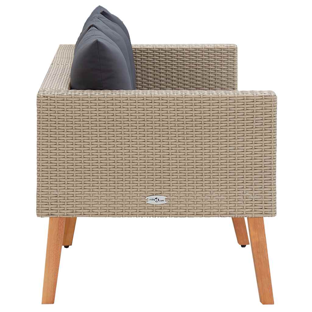 Tuinbank 2-zits met kussens poly rattan beige – afbeelding 6