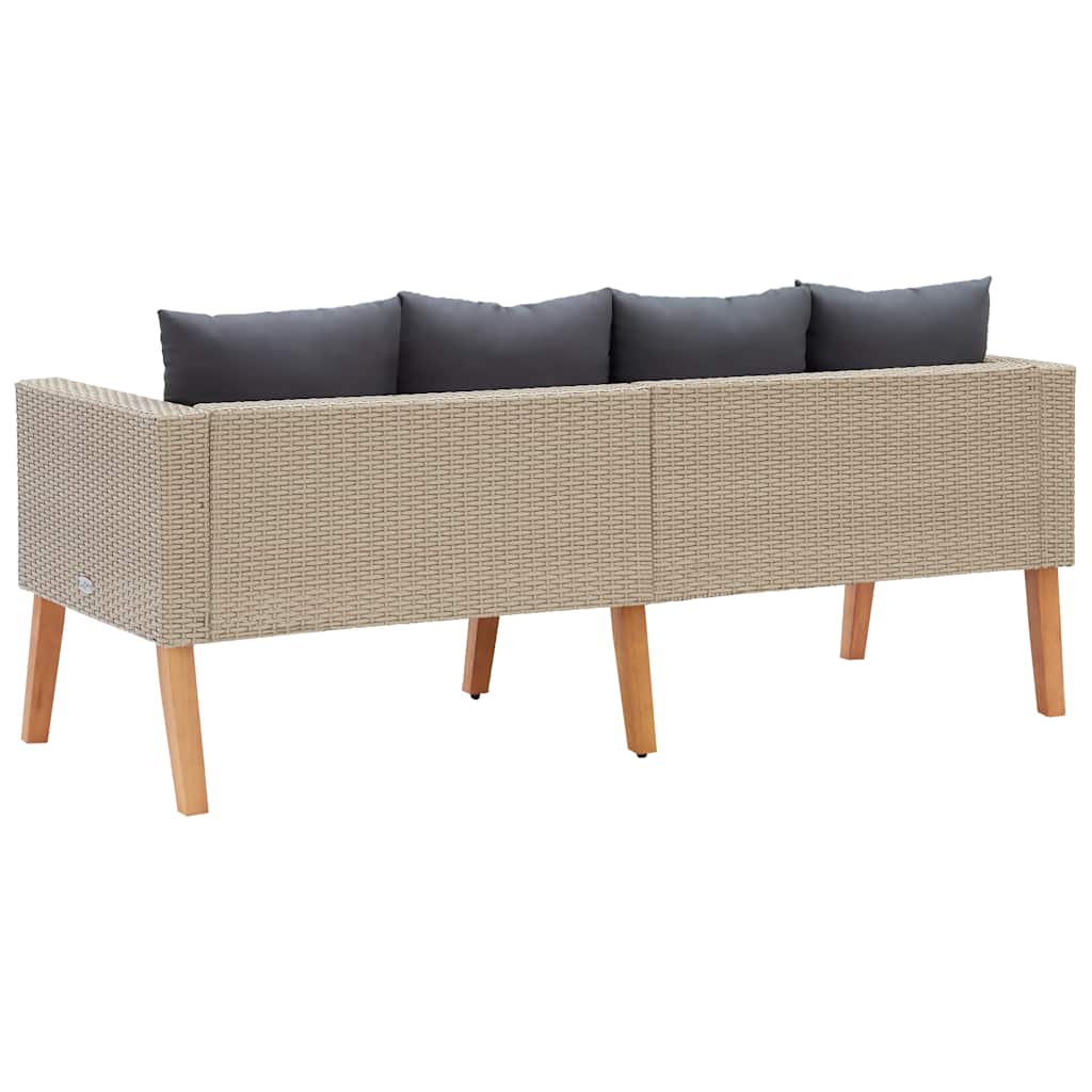 Tuinbank 2-zits met kussens poly rattan beige – afbeelding 7