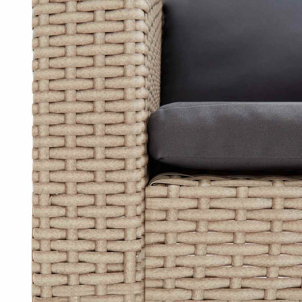 Tuinbank 2-zits met kussens poly rattan beige – afbeelding 8