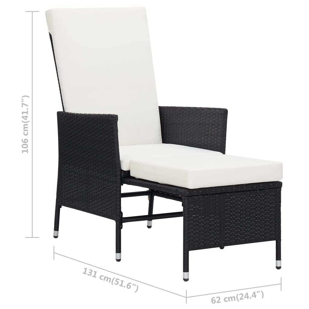 2-delige Loungeset met kussens poly rattan zwart – afbeelding 11