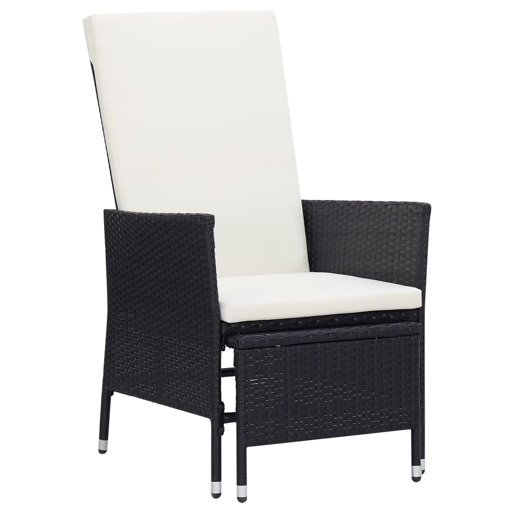 2-delige Loungeset met kussens poly rattan zwart – afbeelding 2