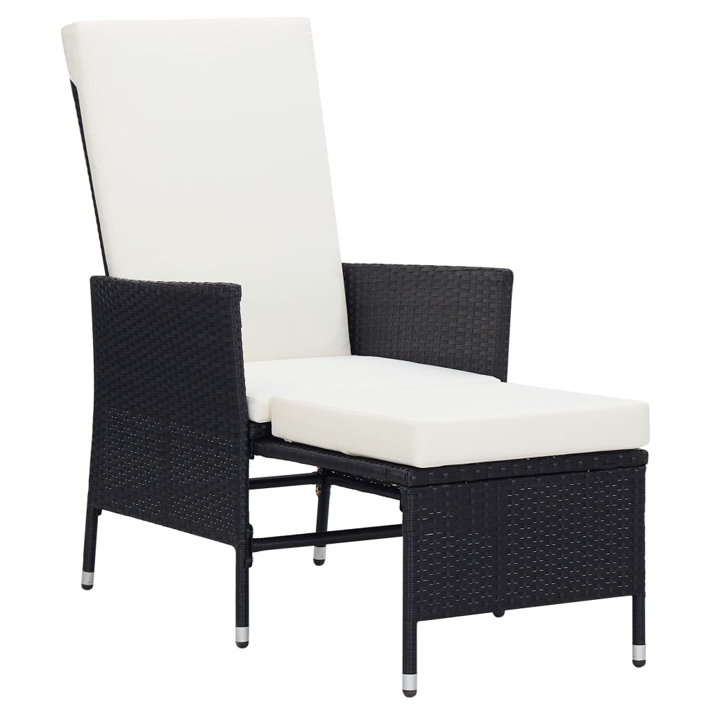 2-delige Loungeset met kussens poly rattan zwart – afbeelding 3
