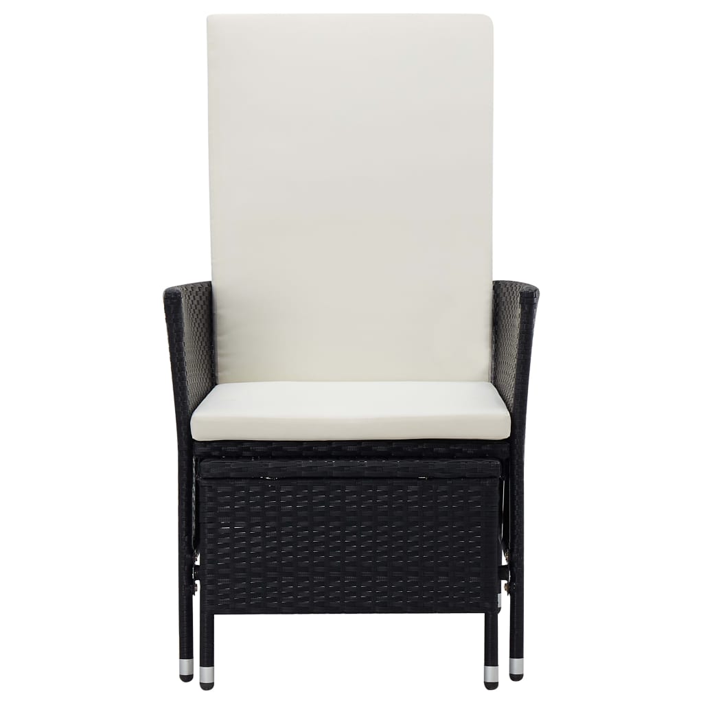 2-delige Loungeset met kussens poly rattan zwart – afbeelding 4