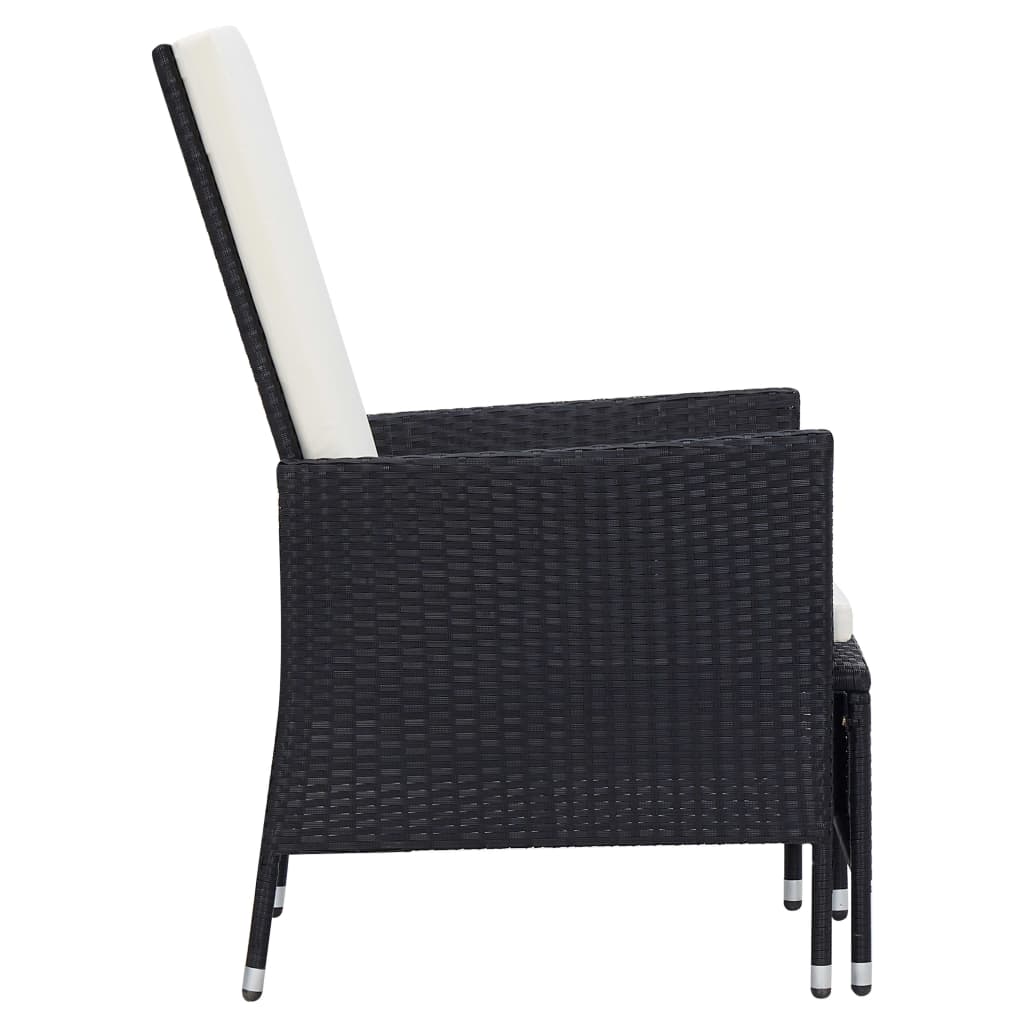 2-delige Loungeset met kussens poly rattan zwart – afbeelding 5