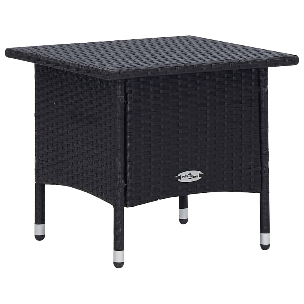2-delige Loungeset met kussens poly rattan zwart – afbeelding 9