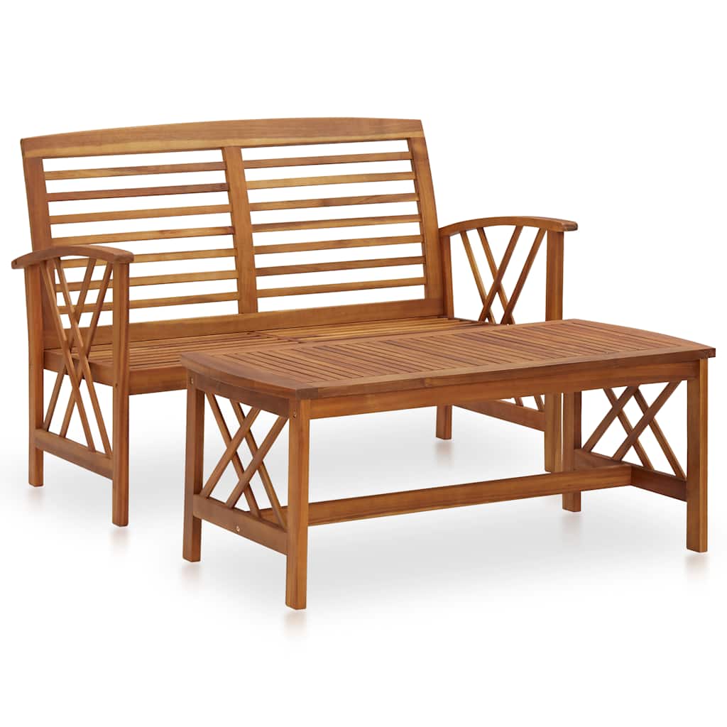 2-delige Loungeset massief acaciahout – afbeelding 1