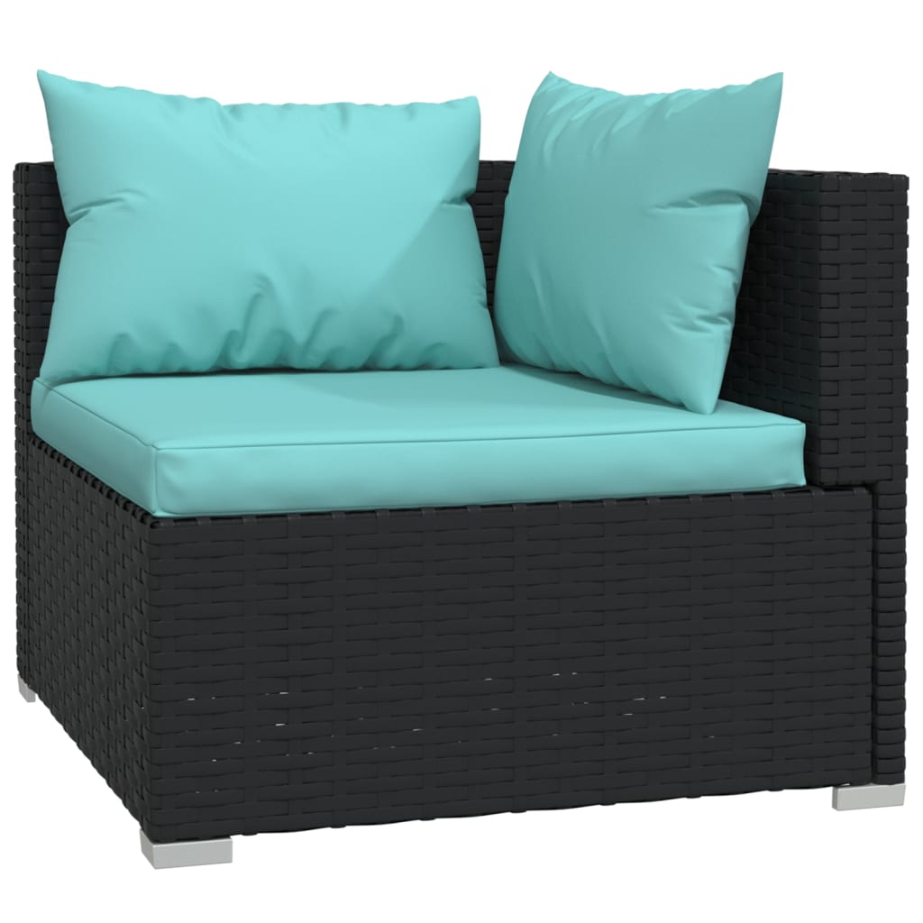 12-delige Loungeset met kussens poly rattan zwart – afbeelding 3