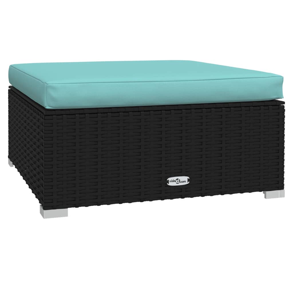 12-delige Loungeset met kussens poly rattan zwart – afbeelding 7