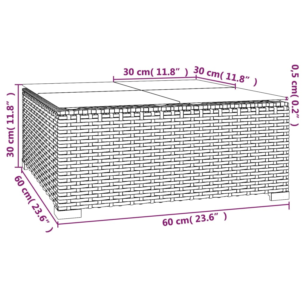 10-delige Loungeset met kussens poly rattan zwart – afbeelding 12