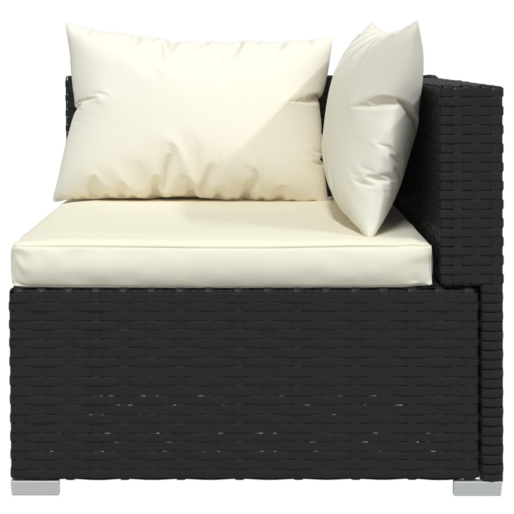 10-delige Loungeset met kussens poly rattan zwart – afbeelding 4