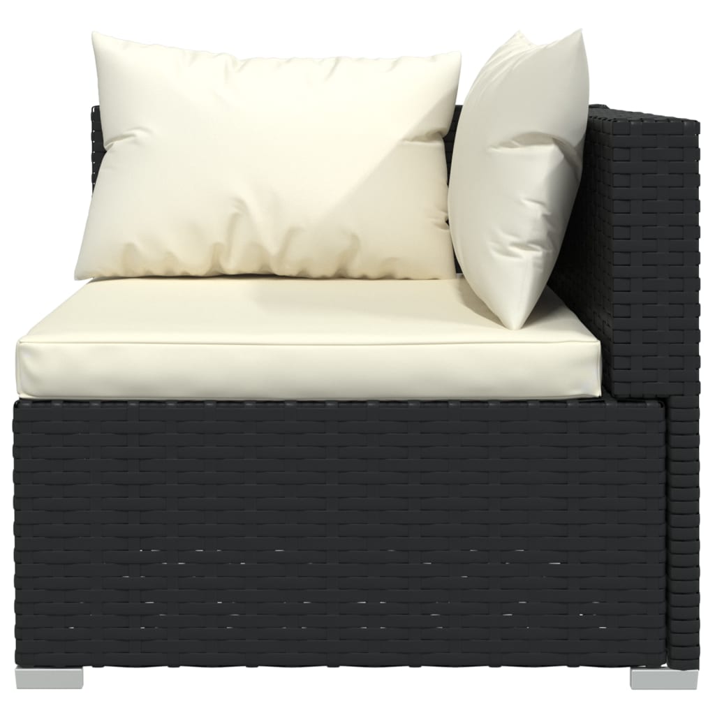 12-delige Loungeset met kussens poly rattan zwart – afbeelding 4