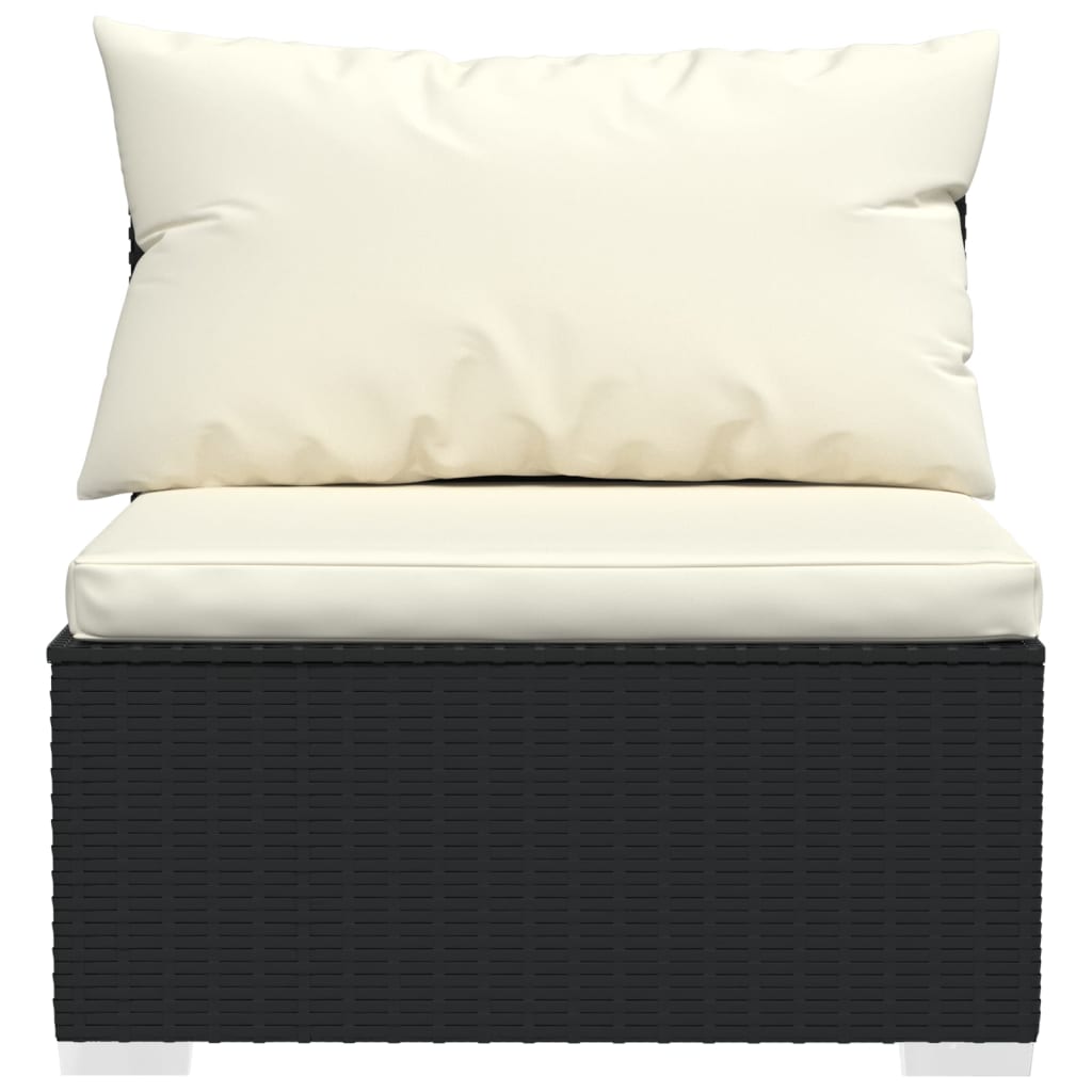 12-delige Loungeset met kussens poly rattan zwart – afbeelding 6