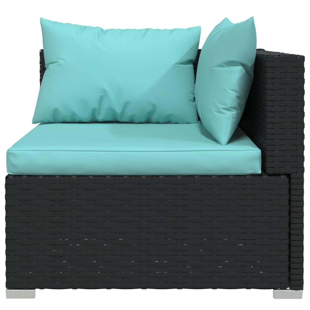 12-delige Loungeset met kussens poly rattan zwart – afbeelding 4