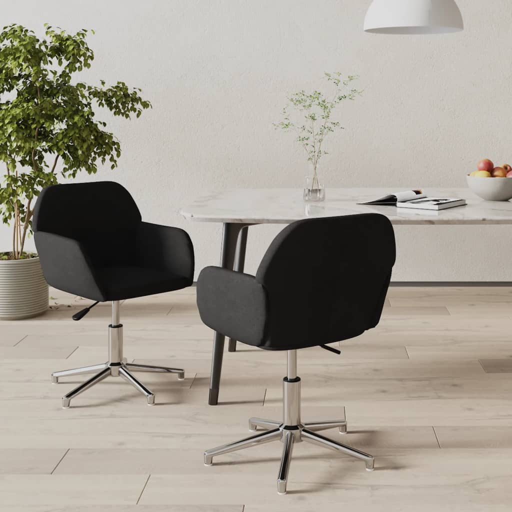 Eetkamerstoelen draaibaar 2 st stof zwart
