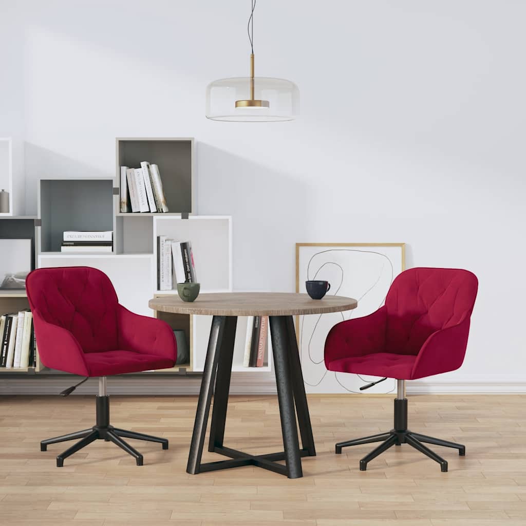 Eetkamerstoelen draaibaar 2 st fluweel wijnrood