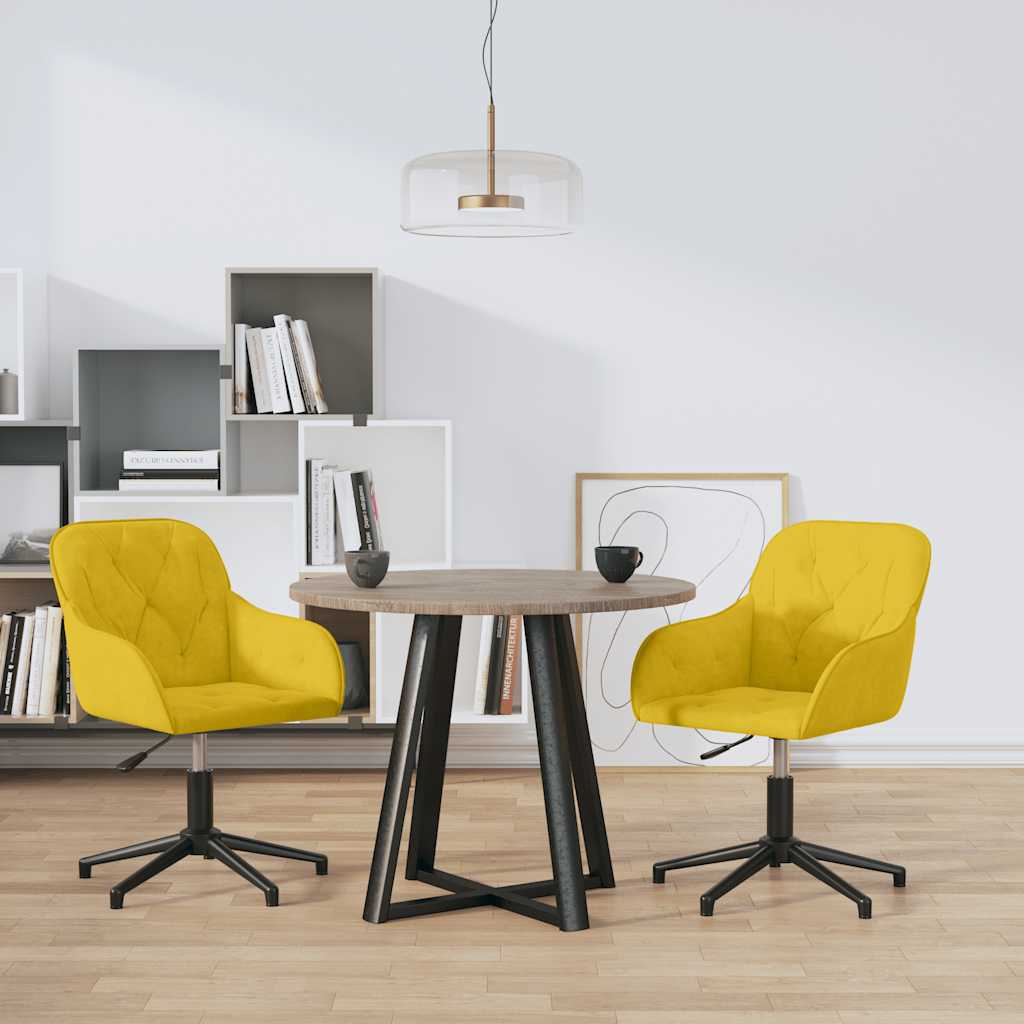 Eetkamerstoelen draaibaar 2 st fluweel geel