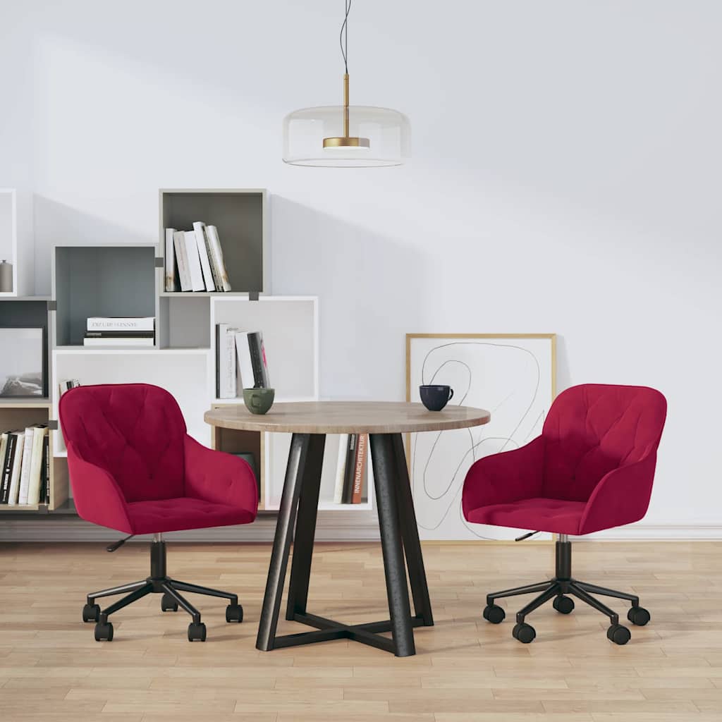Eetkamerstoelen draaibaar 2 st fluweel wijnrood