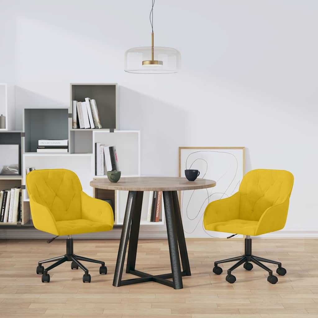 Eetkamerstoelen draaibaar 2 st fluweel geel