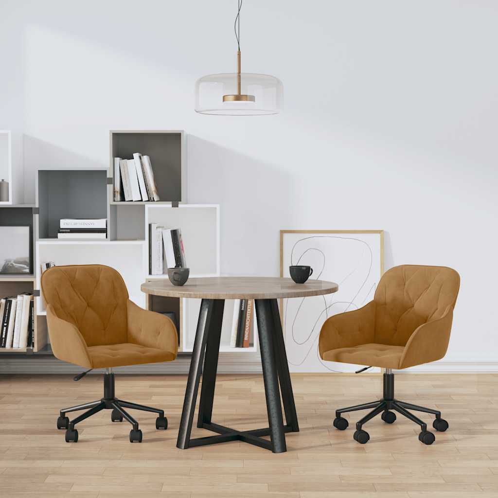 Eetkamerstoelen draaibaar 2 st fluweel bruin