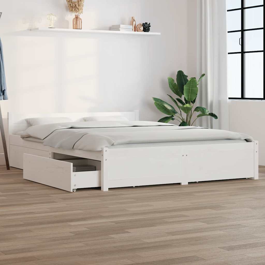 Bedframe met lades wit 140x200 cm