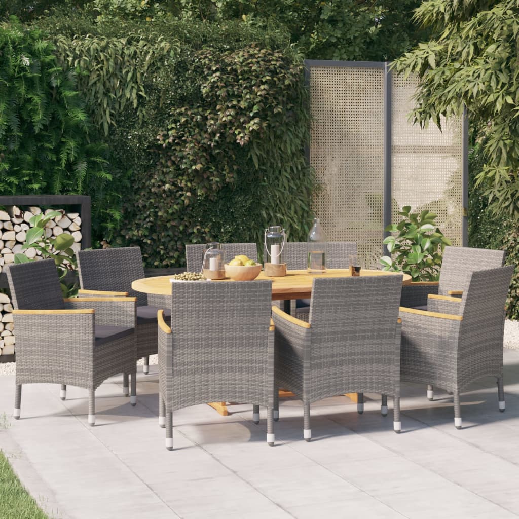 9-delige Tuinset met kussens grijs – afbeelding 1