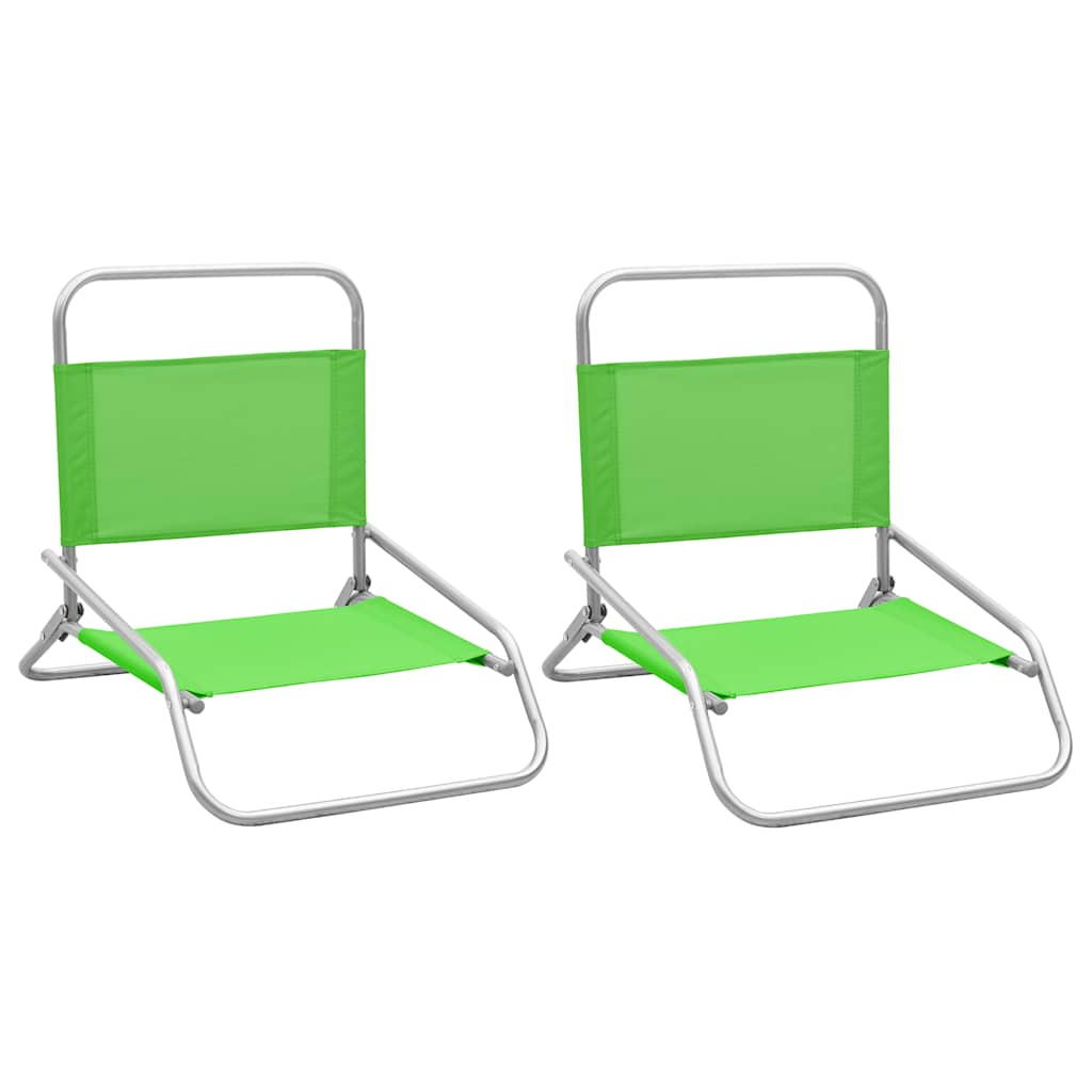 Strandstoelen 2 st inklapbaar stof groen – afbeelding 1