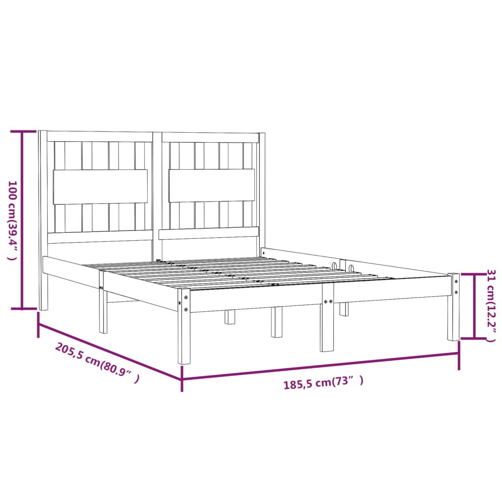 Bedframe massief grenenhout 180x200 cm – afbeelding 6