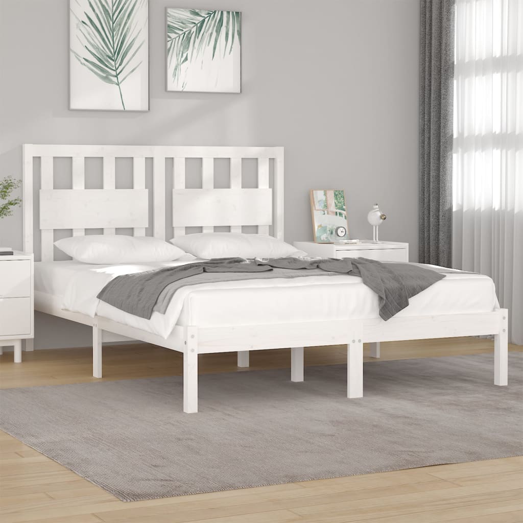 Bedframe massief grenenhout wit 180x200 cm