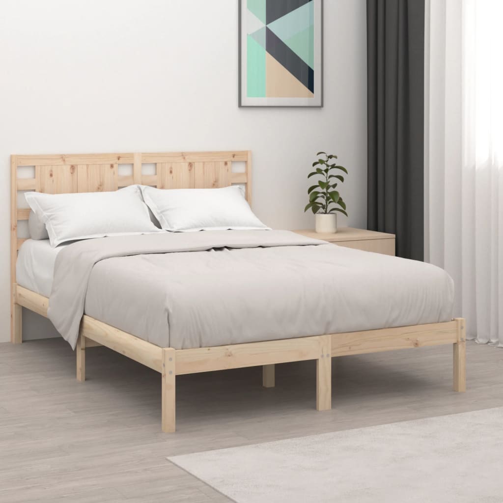 Bedframe massief hout 135x190 cm – afbeelding 1