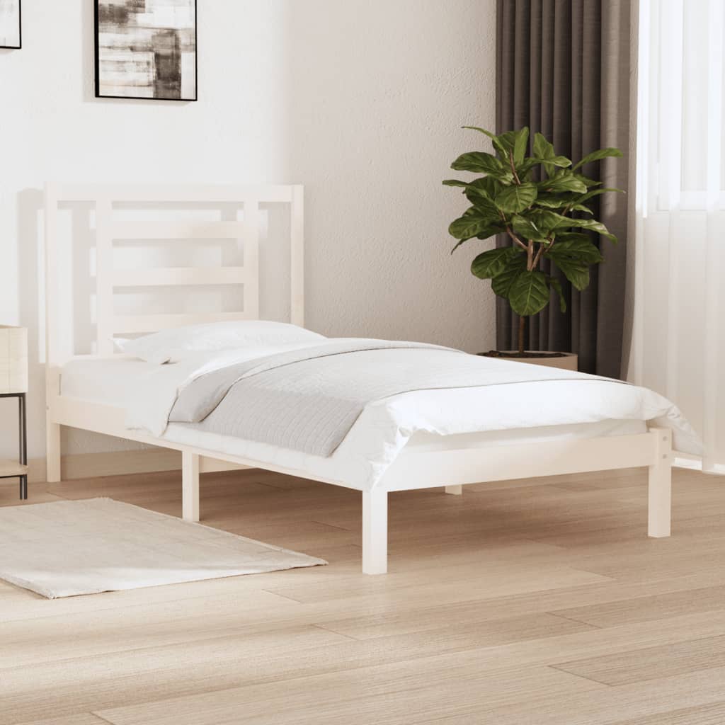 Bedframe zonder matras massief grenenhout wit 90x190 cm – afbeelding 1