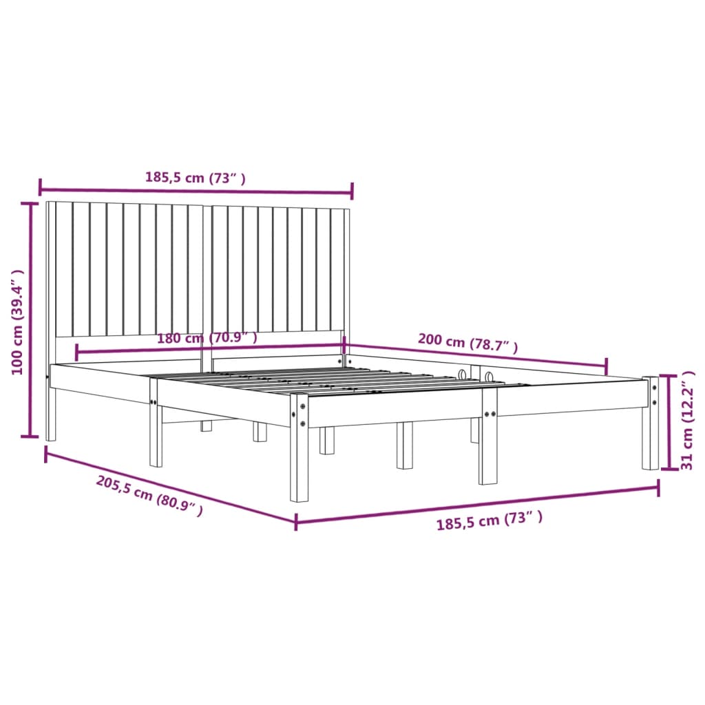 Bedframe massief hout 180x200 cm – afbeelding 6