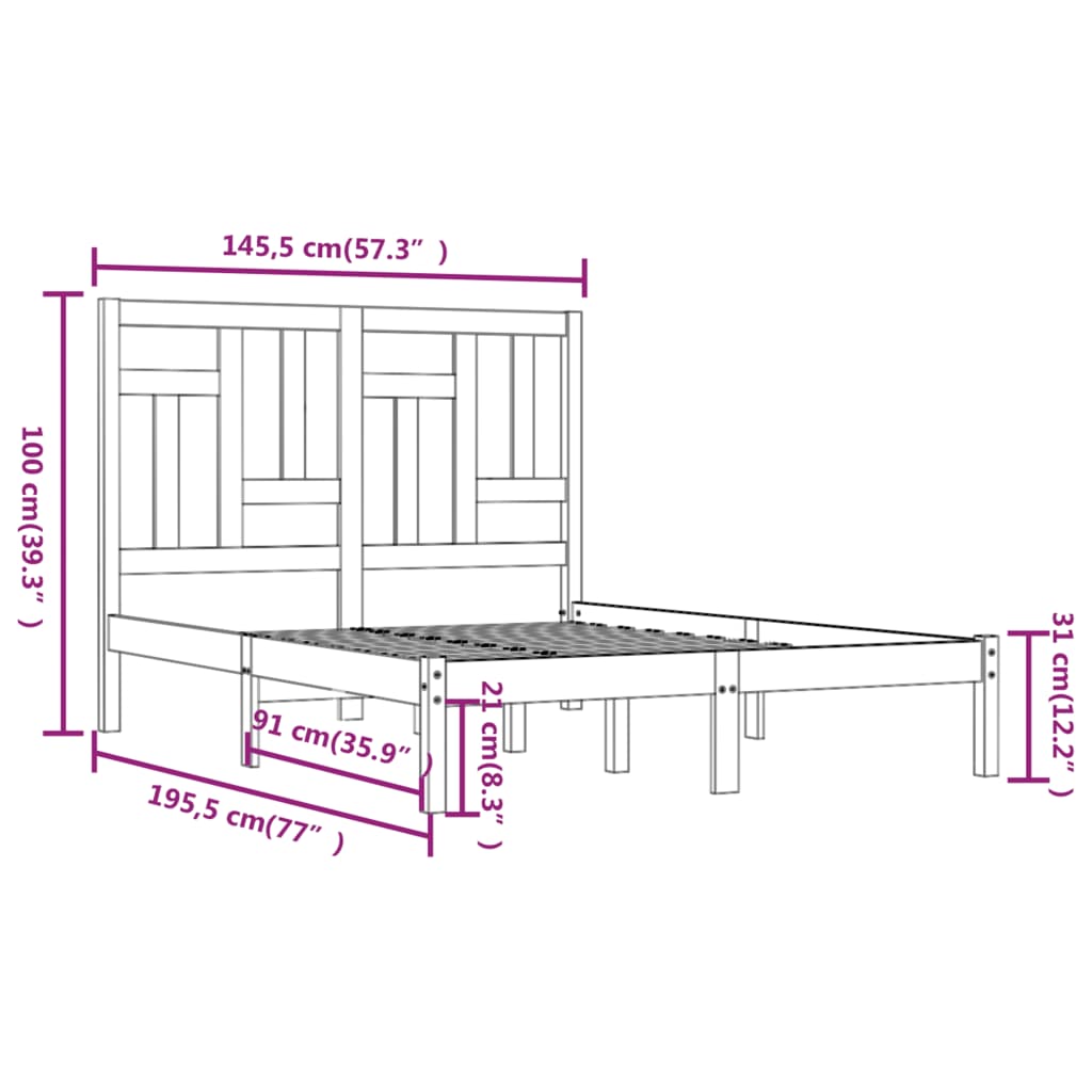 Bedframe massief grenenhout 140x190 cm – afbeelding 6