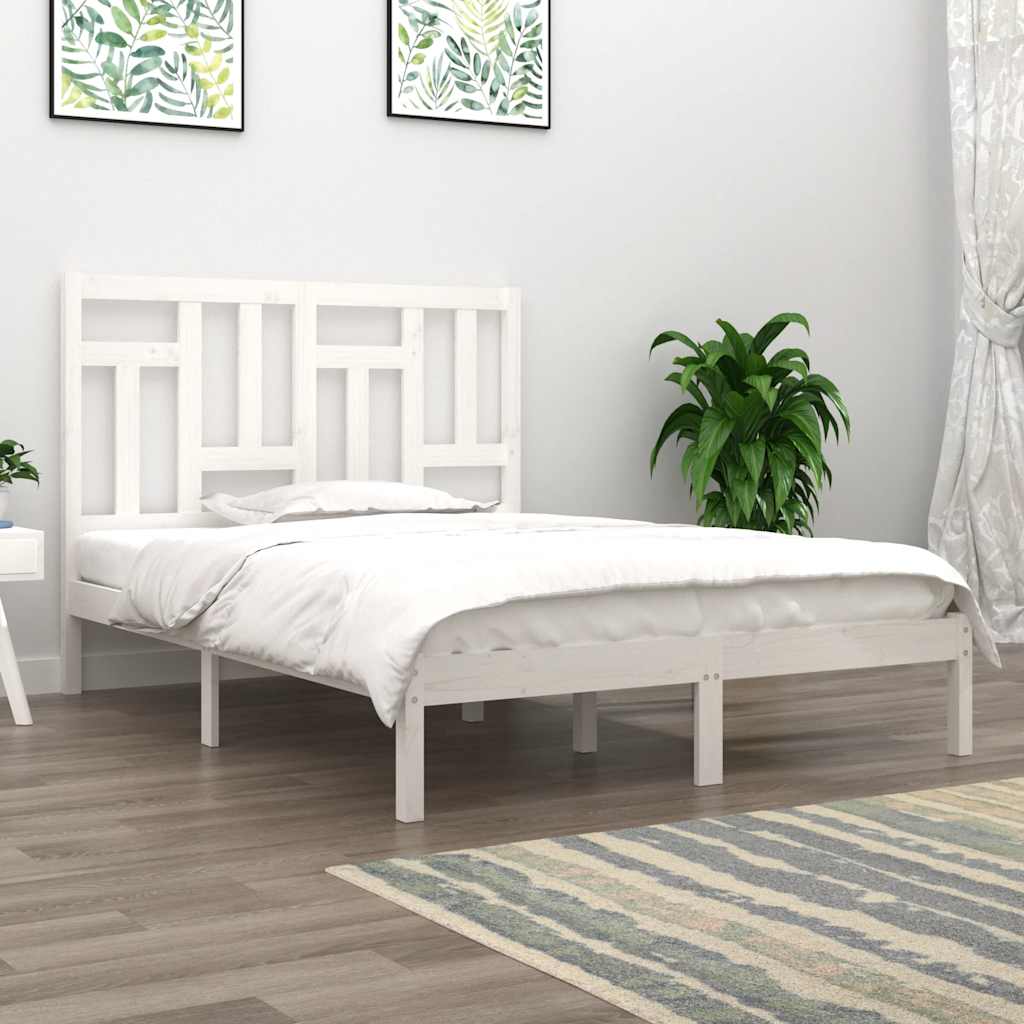 Bedframe zonder matras massief grenenhout wit 140x200 cm – afbeelding 1