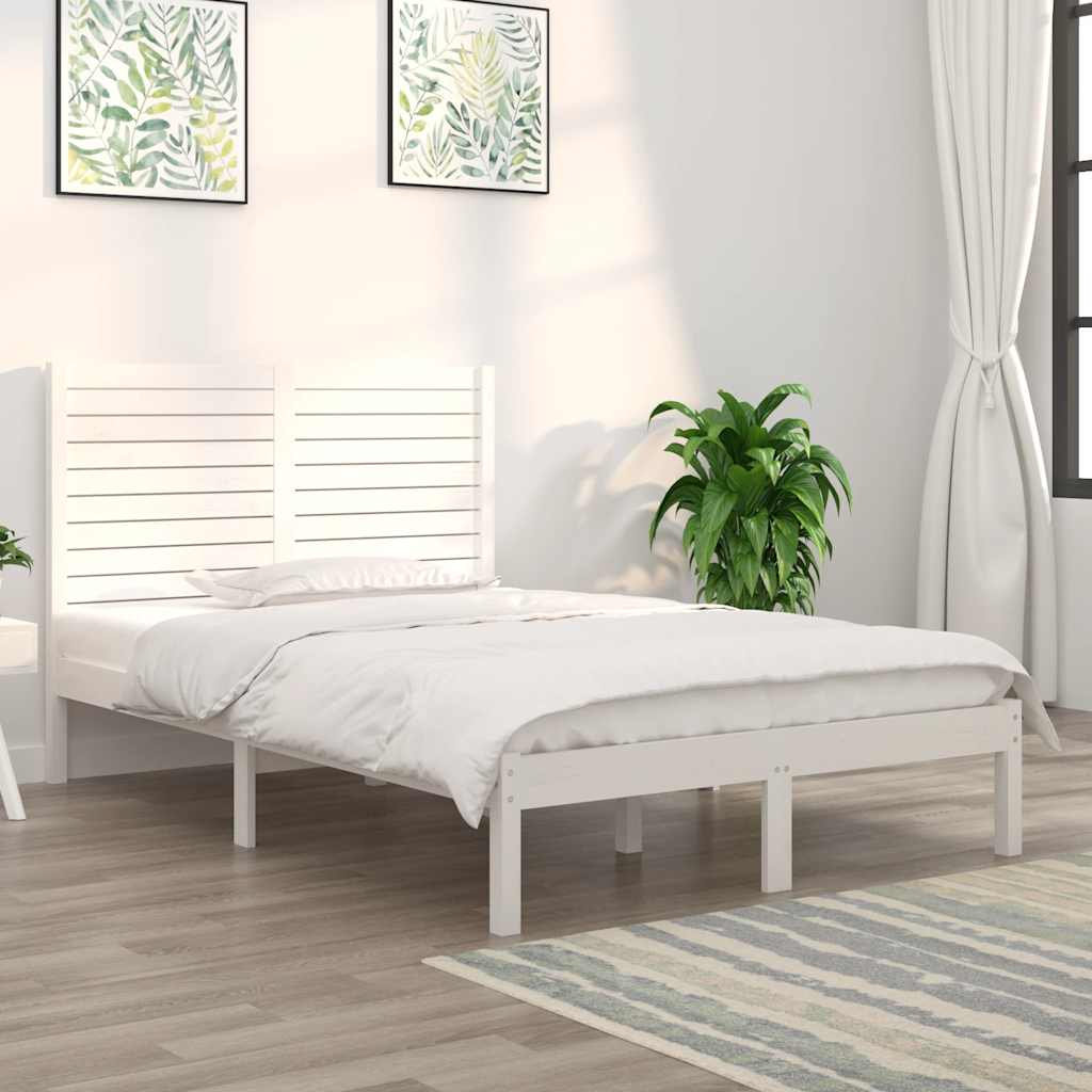 Bedframe massief hout wit 120x190 cm – afbeelding 1