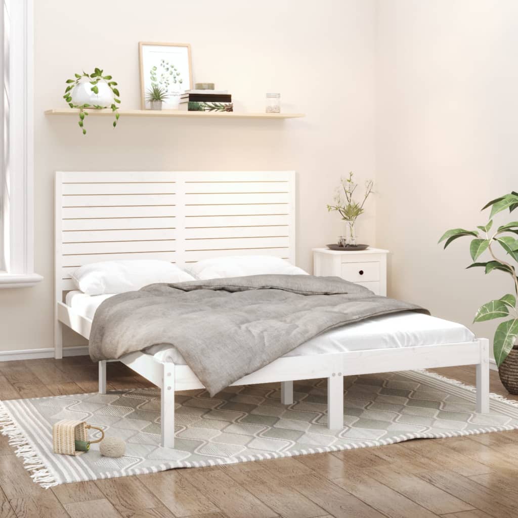 Bedframe massief hout wit 120x200 cm – afbeelding 1
