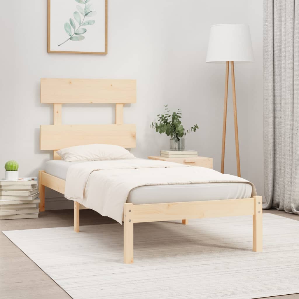 Bedframe massief hout 75x190 cm – afbeelding 1